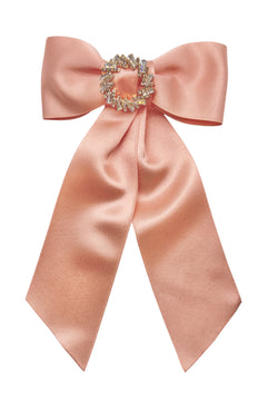 Barrette noeud pour cheveux en satin rose pâle