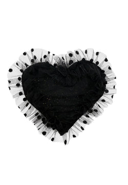 broche coeur plumetis noir